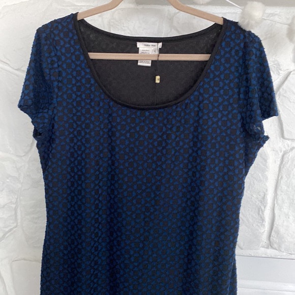 NWT Sofie Max XL Blue & Black design lined cap sleeved dress or long tunic - Picture 2 of 14